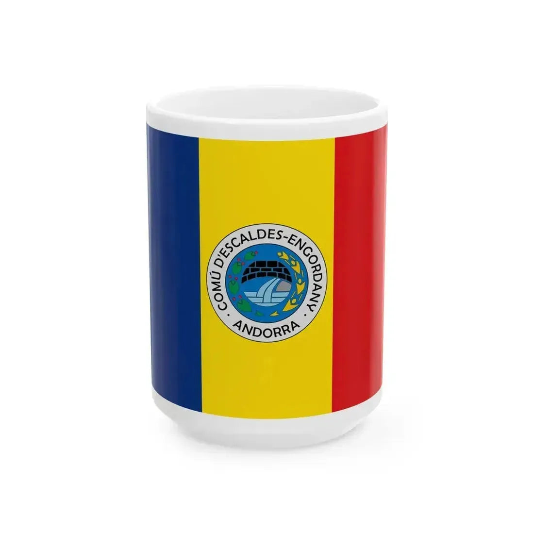Bandera de Escaldes-Engordany (Andorra) White Coffee Mug 15oz - Go Mug Yourself