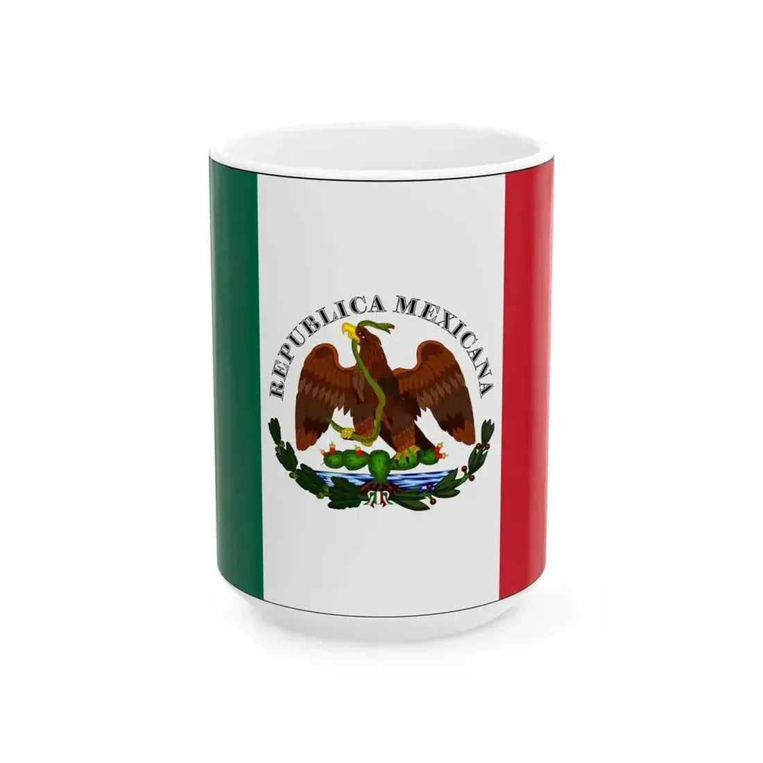 Bandera Republia Restaurada Mexico Liberal 1846 a 1879 (Mexico) White Coffee Mug 15oz - Go Mug Yourself
