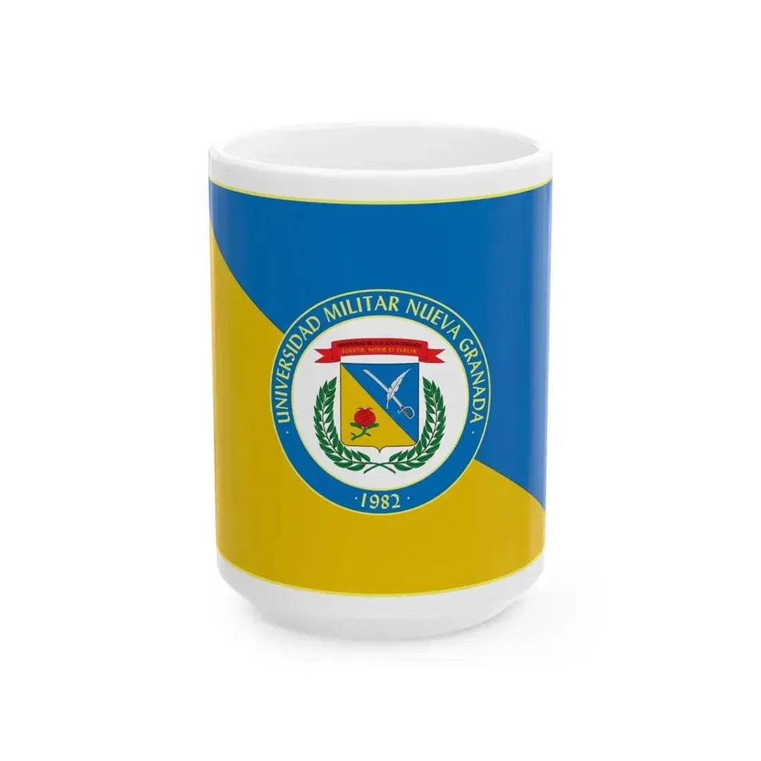 Bandera Universidad Militar Nueva Granada (Colombia) White Coffee Mug 15oz - Go Mug Yourself