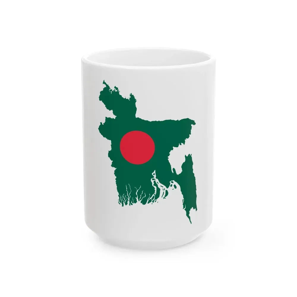 Bangladesh Map Flag (Bangladesh) White Coffee Mug 15oz - Go Mug Yourself