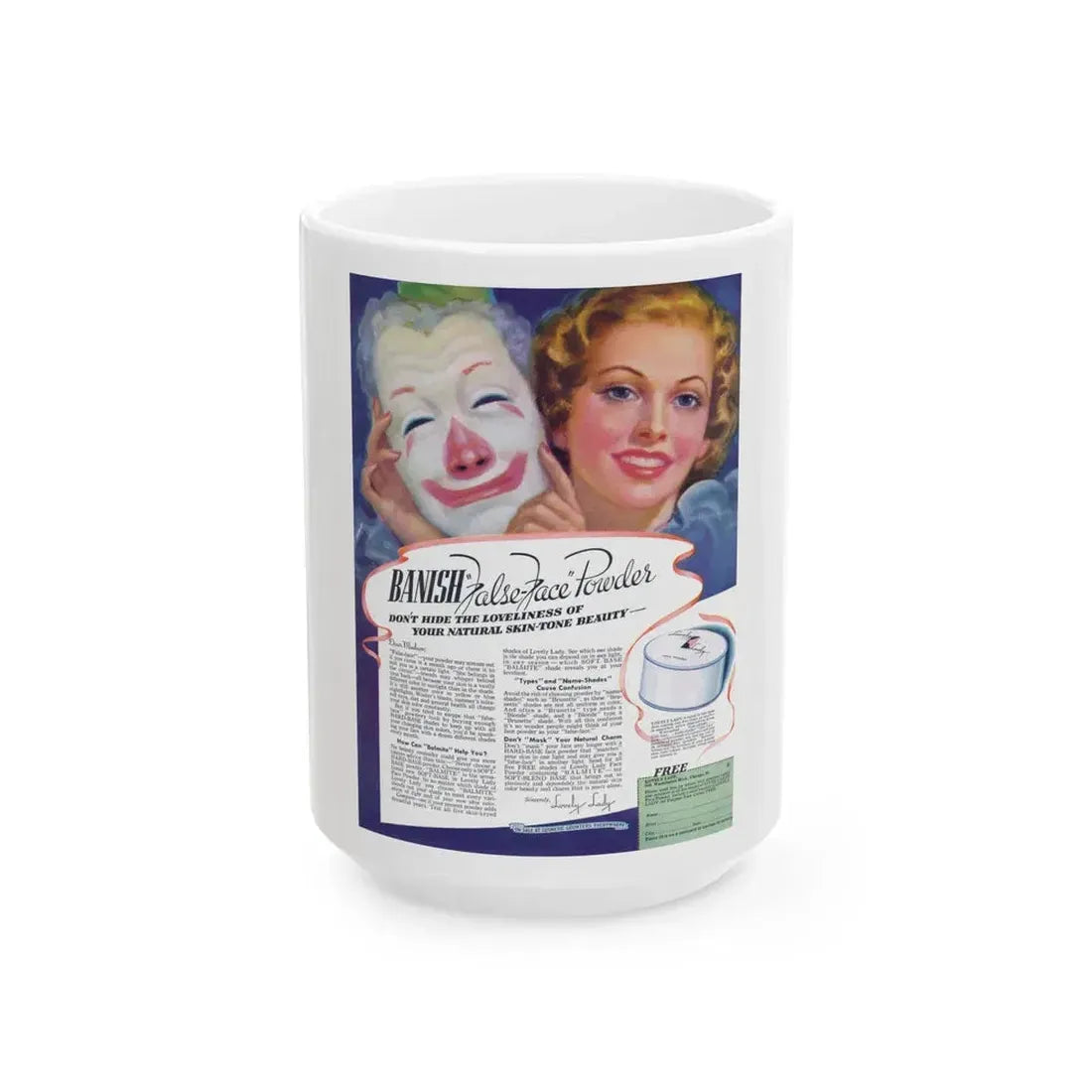 Banish advertisement, Modern Romances, August 1937 - White Coffee Mug 15oz - Go Mug Yourself