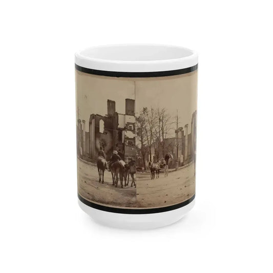 Bank Of Chambersburg & Franklin House, Chambersburg, Franklin Co., Pa., Destroyed By The Rebels Under Mccausland, July 30th, 1864 (U.S. Civil War) White Coffee Mug 15oz - Go Mug Yourself