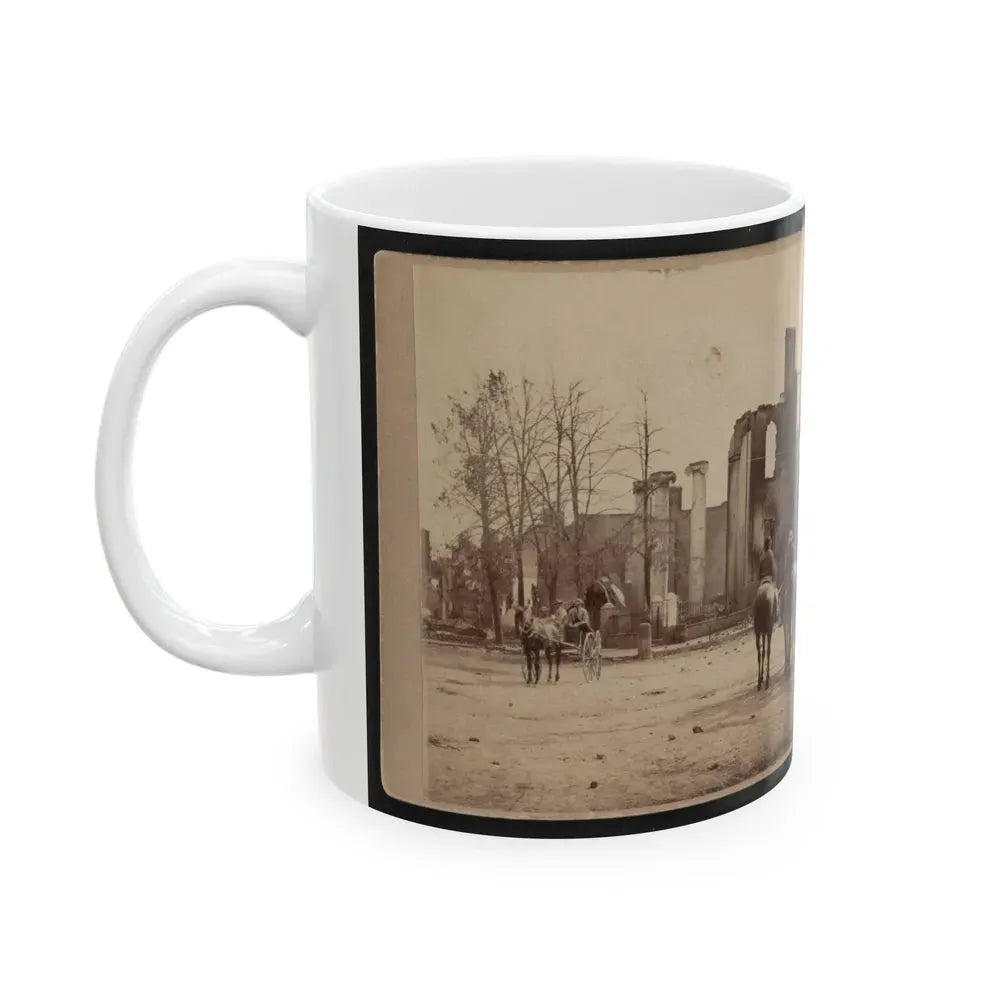 Bank Of Chambersburg & Franklin House, Chambersburg, Franklin Co., Pa., Destroyed By The Rebels Under Mccausland, July 30th, 1864 (U.S. Civil War) White Coffee Mug - Go Mug Yourself