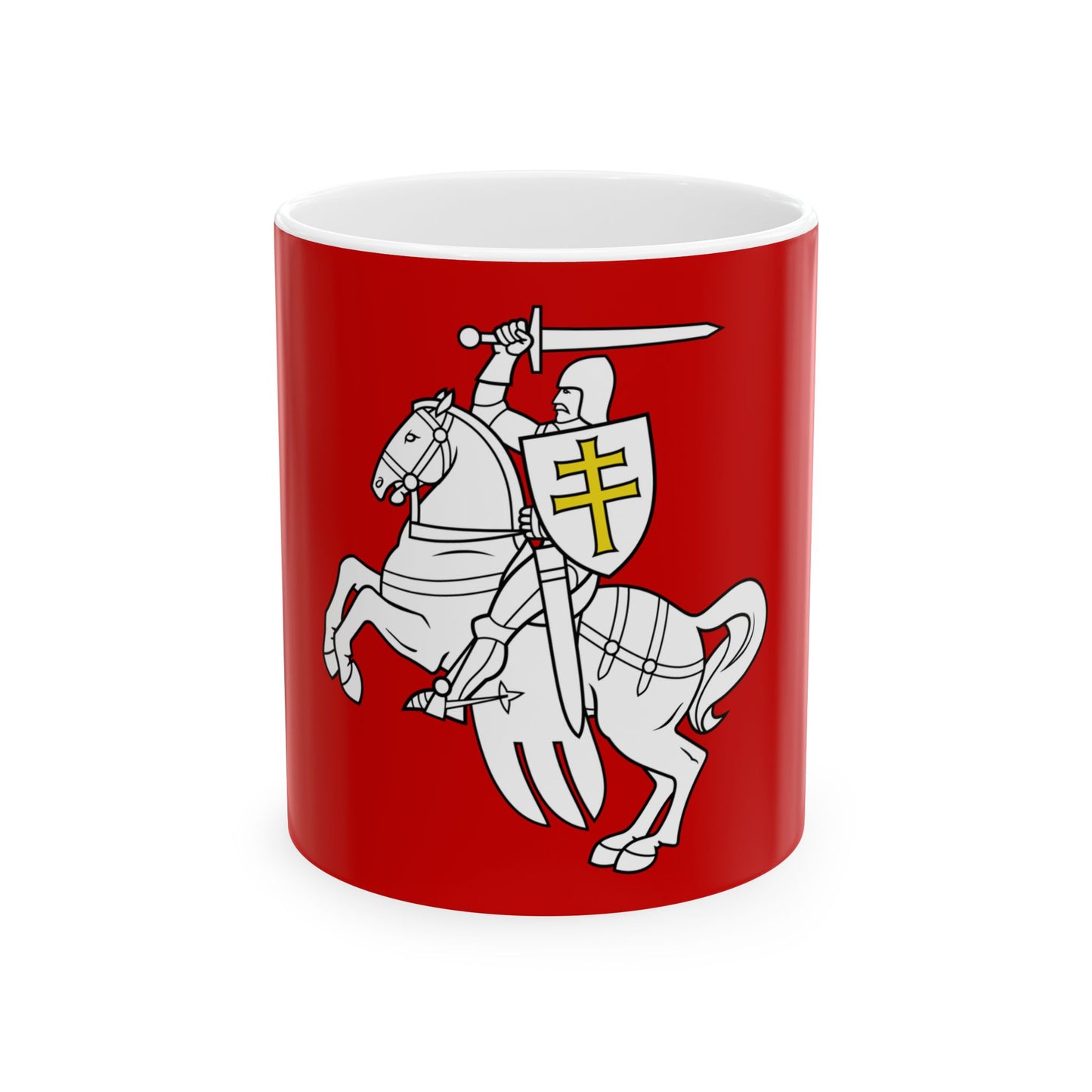 Banner of the Pahonia coat of arms of Belarus (Belarus) White Coffee Mug-11oz-Go Mug Yourself