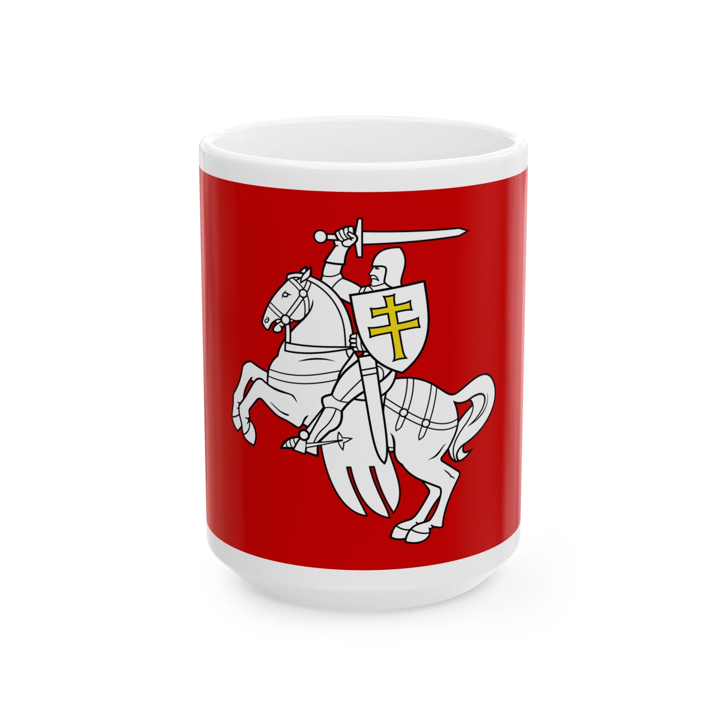Banner of the Pahonia coat of arms of Belarus (Belarus) White Coffee Mug-15oz-Go Mug Yourself