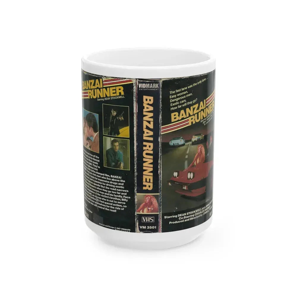 BANZAI RUNNER (VHS COVER) - White Coffee Mug 15oz - Go Mug Yourself