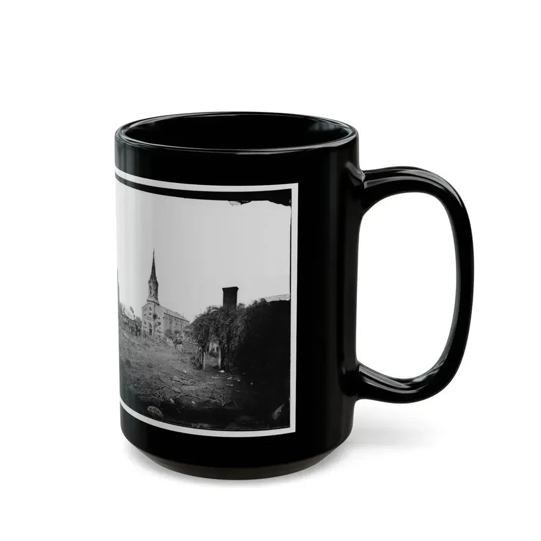 Baptist Church, Fredericksburg, Virginia, From The Backyard Of The Sanitary Commission Depot (U.S. Civil War) Black Coffee Mug - Go Mug Yourself