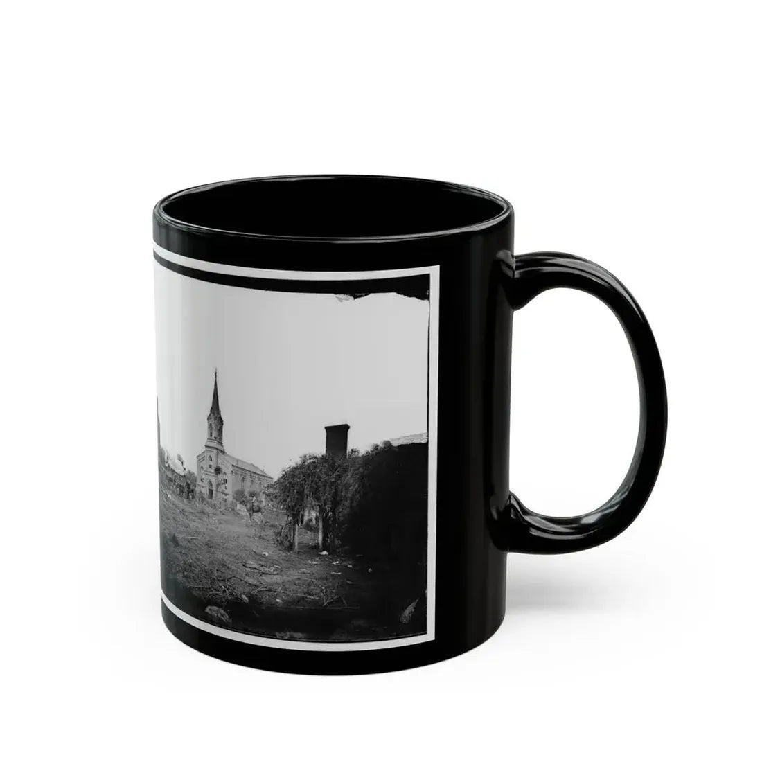 Baptist Church, Fredericksburg, Virginia, From The Backyard Of The Sanitary Commission Depot (U.S. Civil War) Black Coffee Mug - Go Mug Yourself
