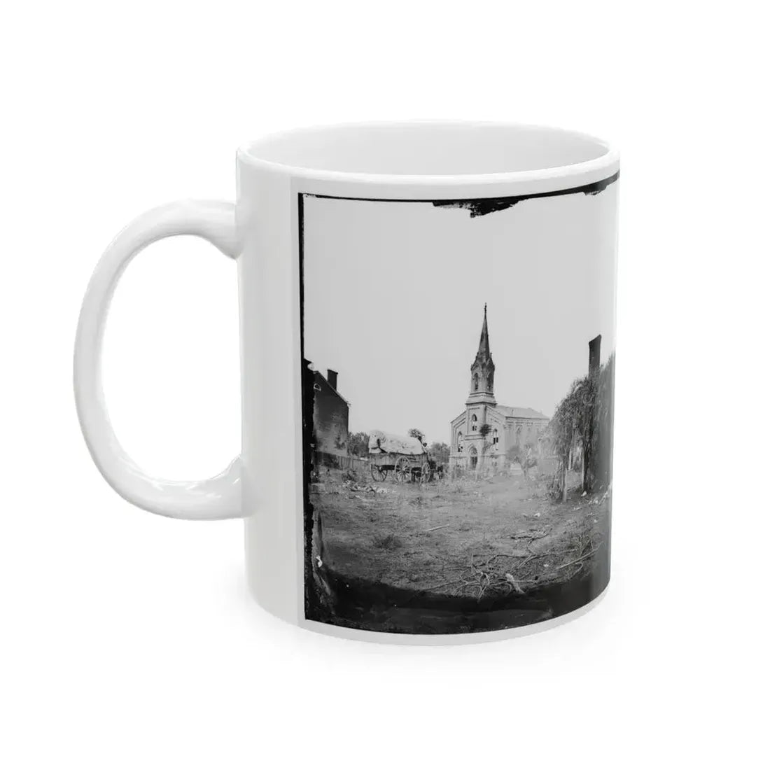 Baptist Church, Fredericksburg, Virginia, From The Backyard Of The Sanitary Commission Depot (U.S. Civil War) White Coffee Mug - Go Mug Yourself