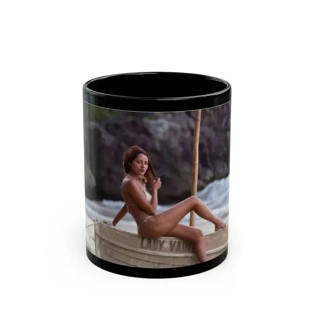 Barbara Carrera #100 (Vintage Female Icon) Black Coffee Mug 11oz - Go Mug Yourself