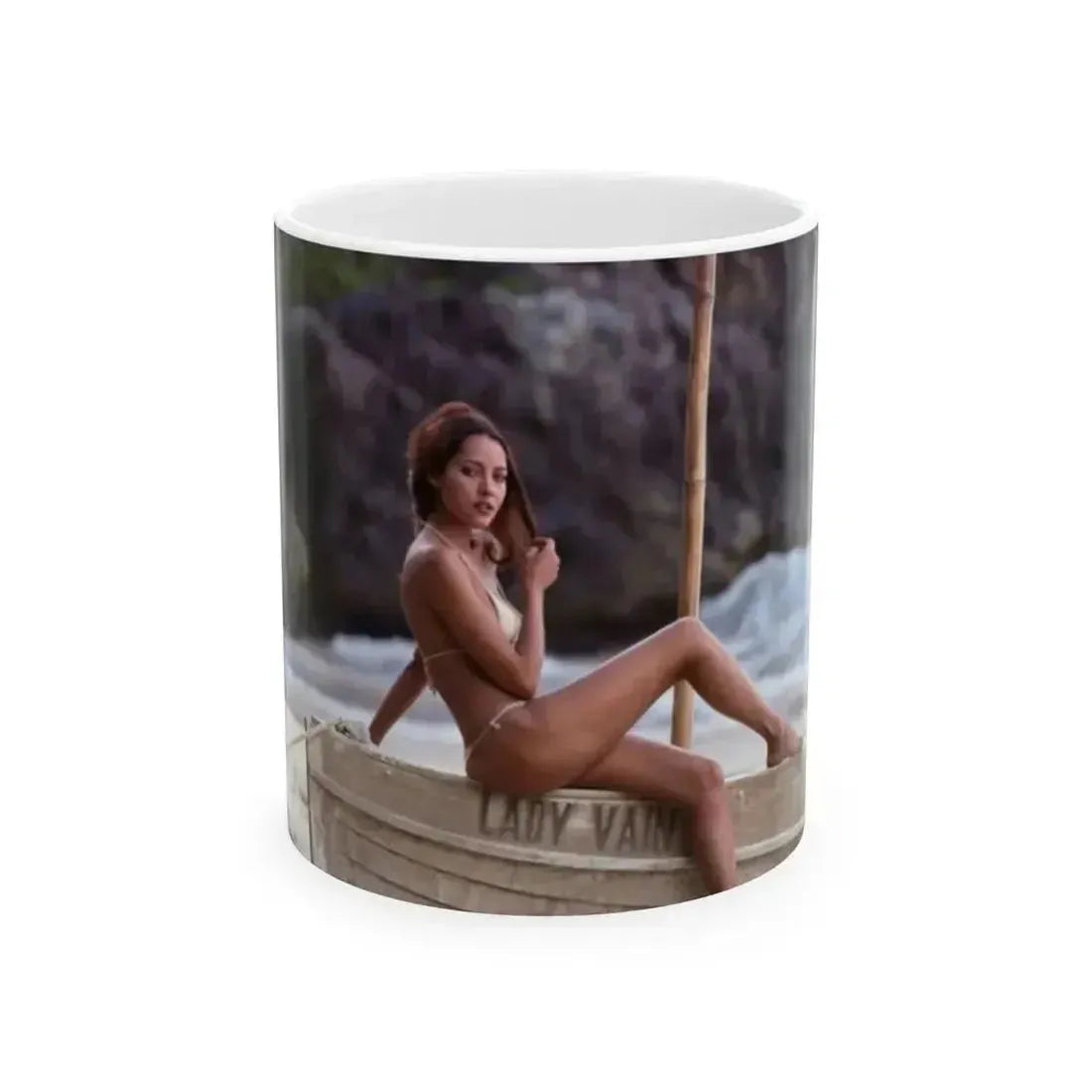 Barbara Carrera #100 (Vintage Female Icon) White Coffee Mug 11oz - Go Mug Yourself
