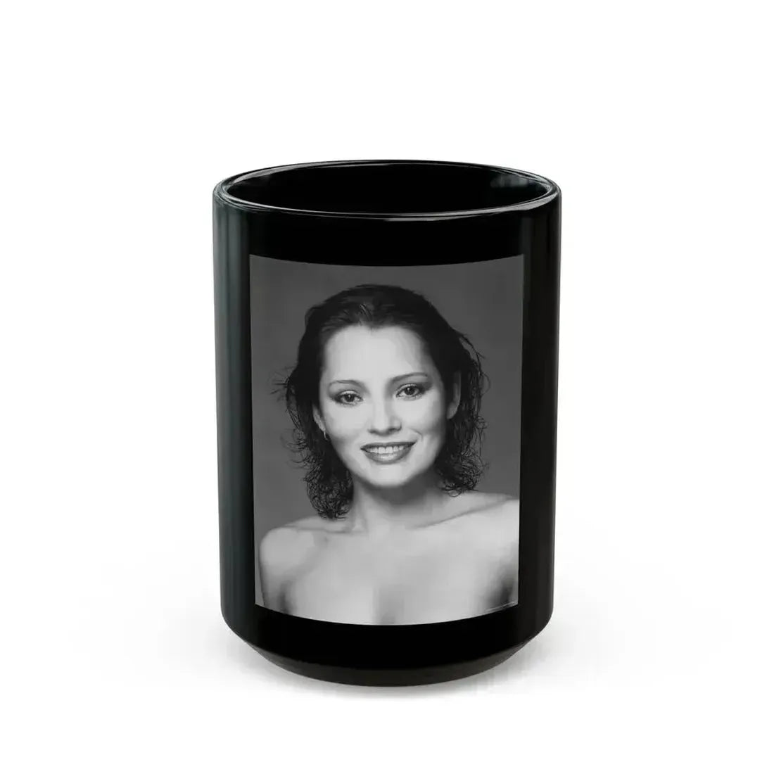 Barbara Carrera #104 (Vintage Female Icon) Black Coffee Mug 15oz - Go Mug Yourself