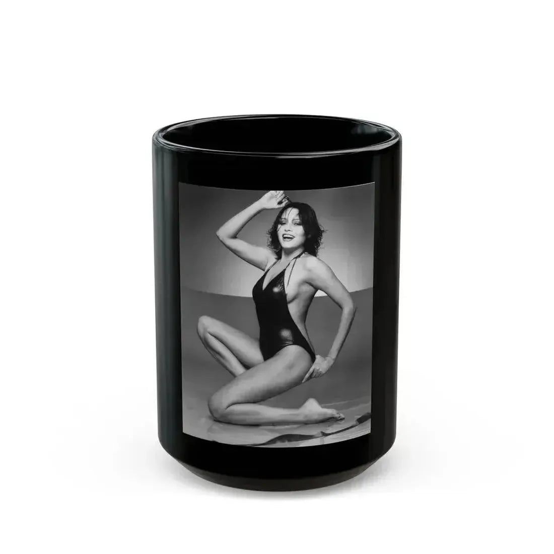 Barbara Carrera #105 (Vintage Female Icon) Black Coffee Mug 15oz - Go Mug Yourself