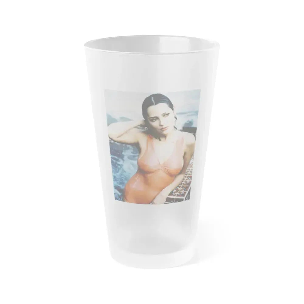 Barbara Carrera #11 (Vintage Female Icon) Frosted Pint Glass 16oz 16oz Frosted - Go Mug Yourself