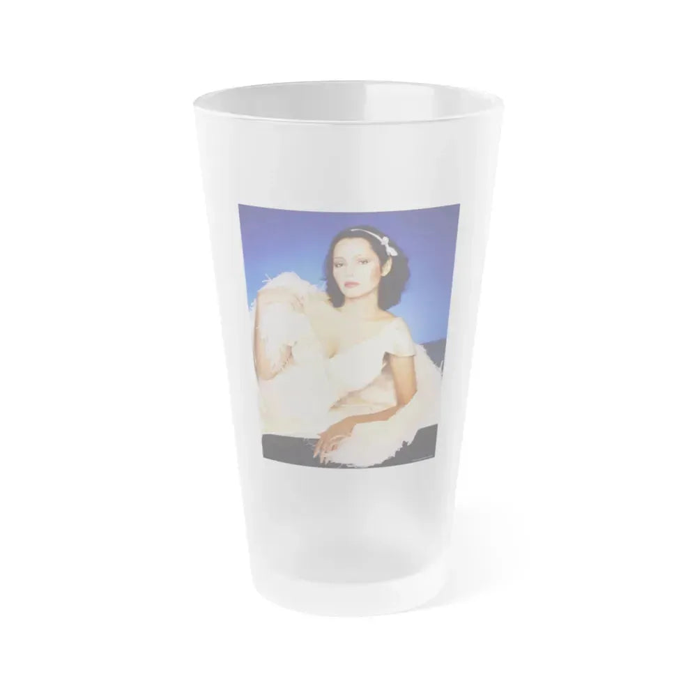 Barbara Carrera #113 (Vintage Female Icon) Frosted Pint Glass 16oz 16oz Frosted - Go Mug Yourself