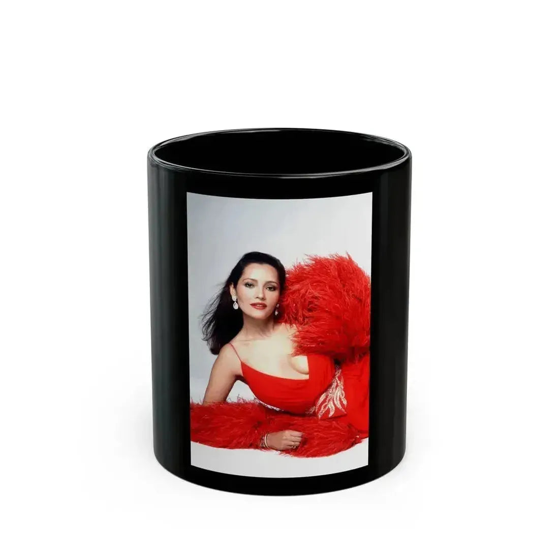 Barbara Carrera #120 (Vintage Female Icon) Black Coffee Mug 11oz - Go Mug Yourself