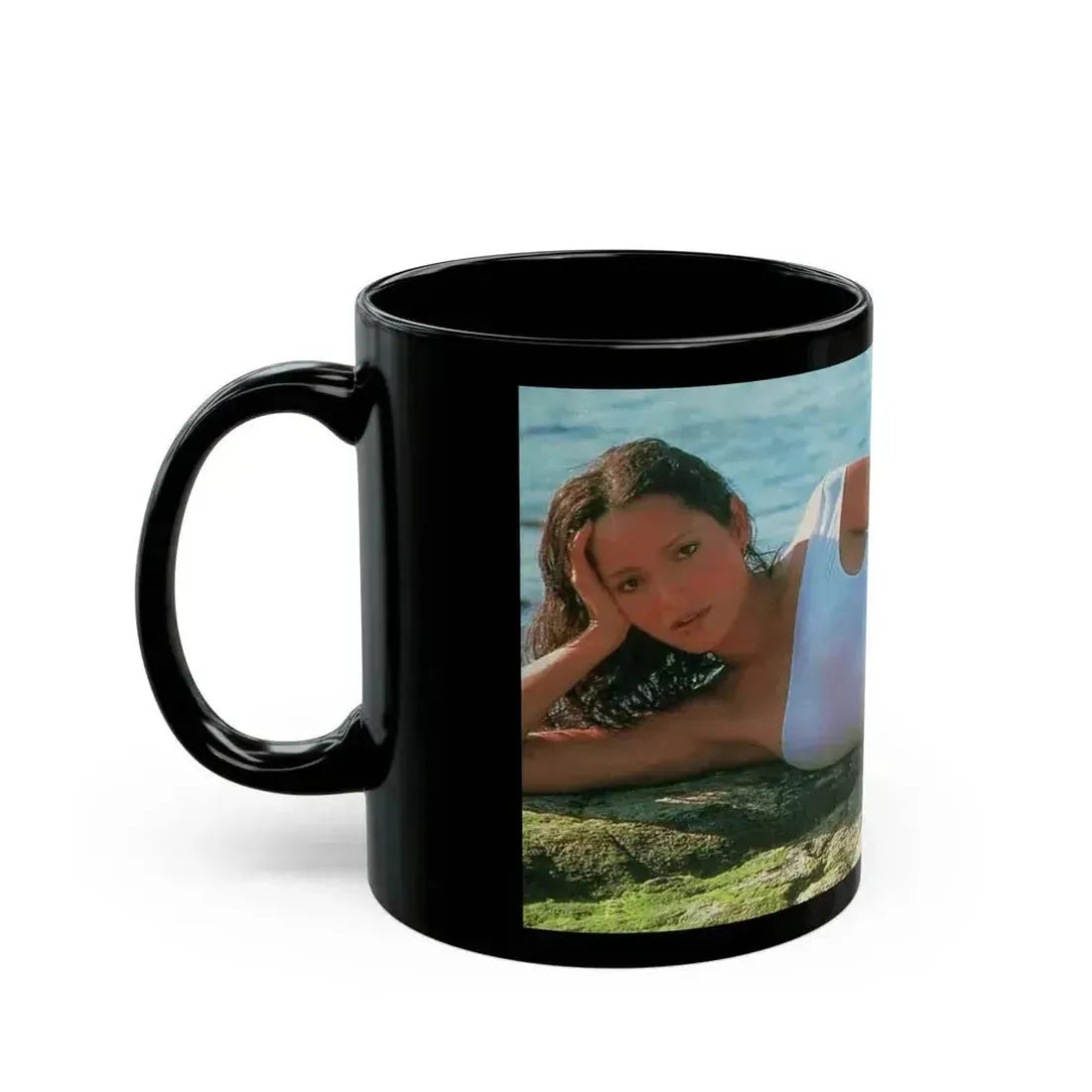 Barbara Carrera #122 (Vintage Female Icon) Black Coffee Mug - Go Mug Yourself