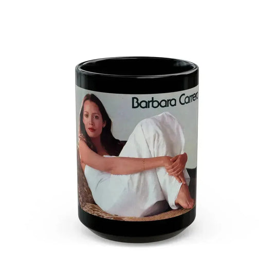 Barbara Carrera #124 (Vintage Female Icon) Black Coffee Mug 15oz - Go Mug Yourself