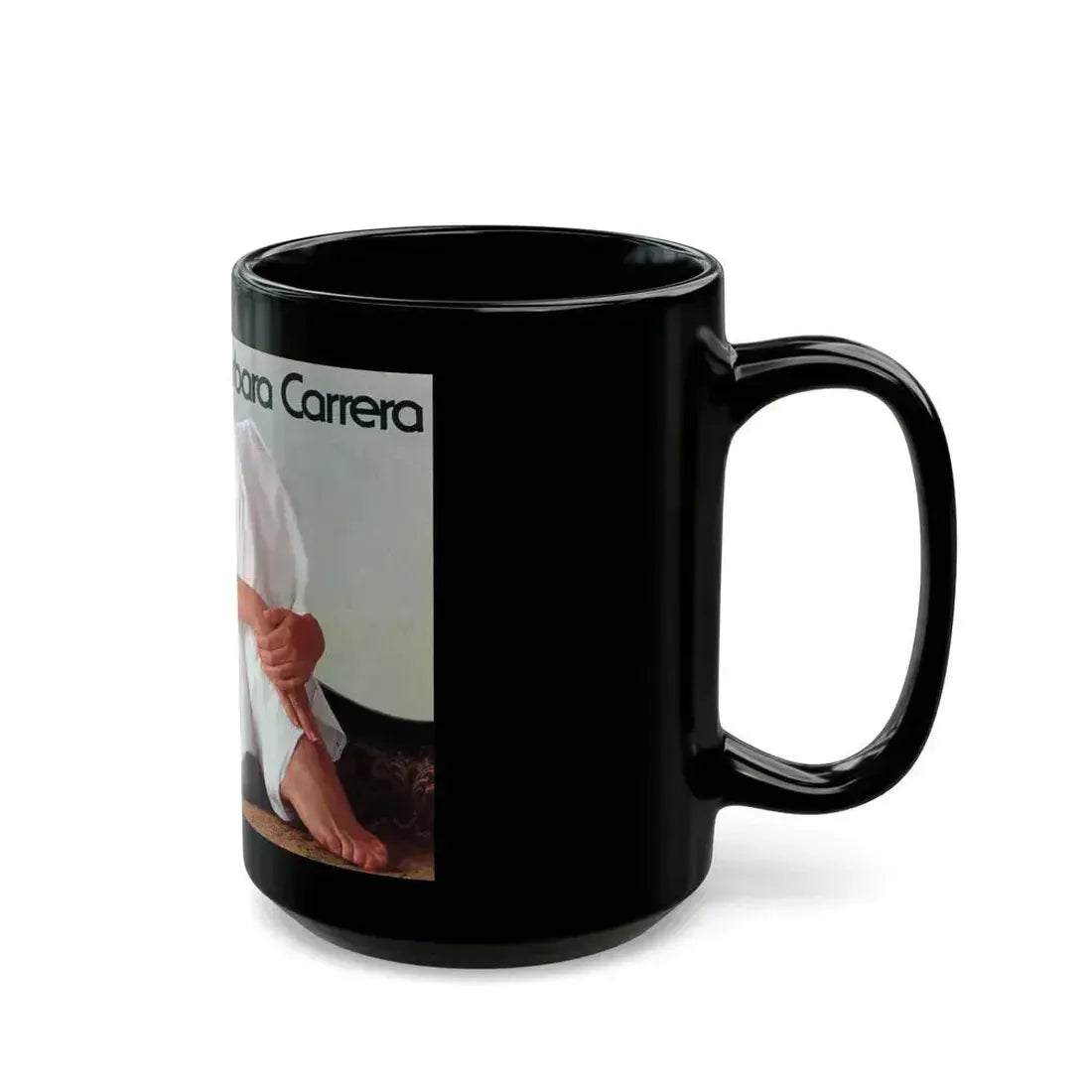 Barbara Carrera #124 (Vintage Female Icon) Black Coffee Mug - Go Mug Yourself