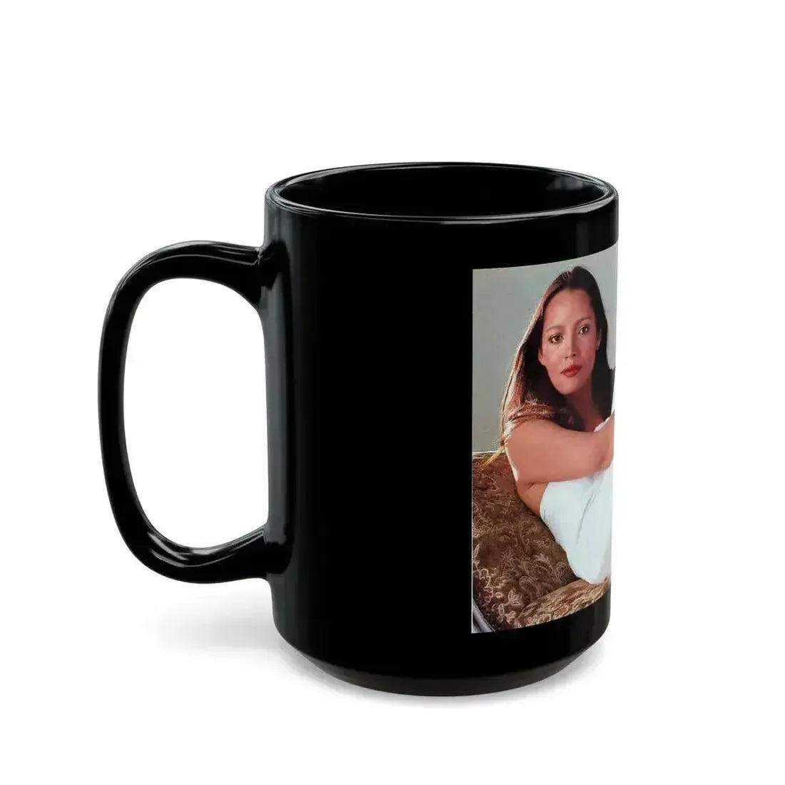 Barbara Carrera #124 (Vintage Female Icon) Black Coffee Mug - Go Mug Yourself