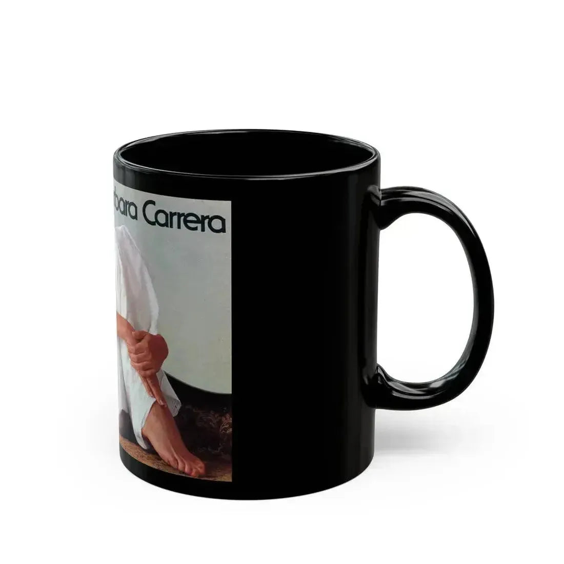 Barbara Carrera #124 (Vintage Female Icon) Black Coffee Mug - Go Mug Yourself