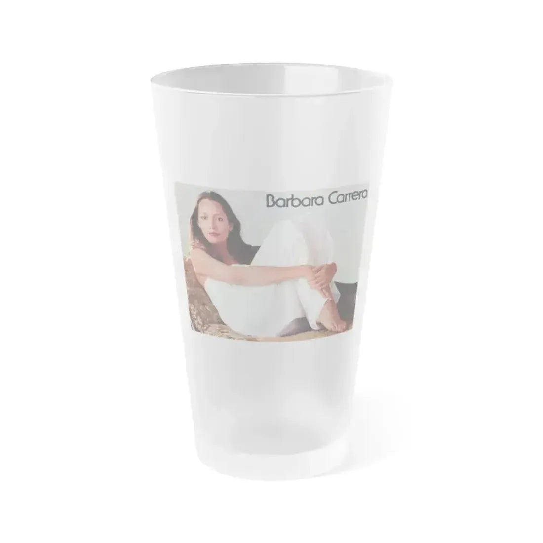 Barbara Carrera #124 (Vintage Female Icon) Frosted Pint Glass 16oz 16oz Frosted - Go Mug Yourself