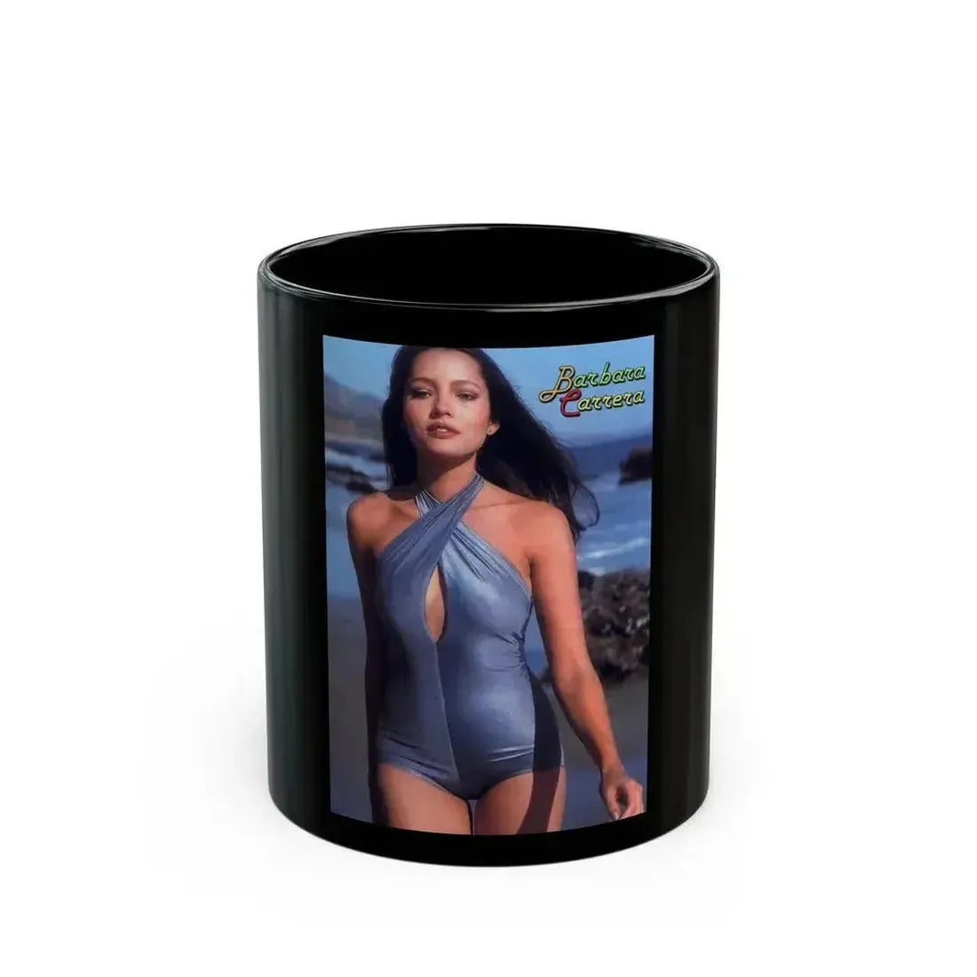 Barbara Carrera #126 (Vintage Female Icon) Black Coffee Mug 11oz - Go Mug Yourself