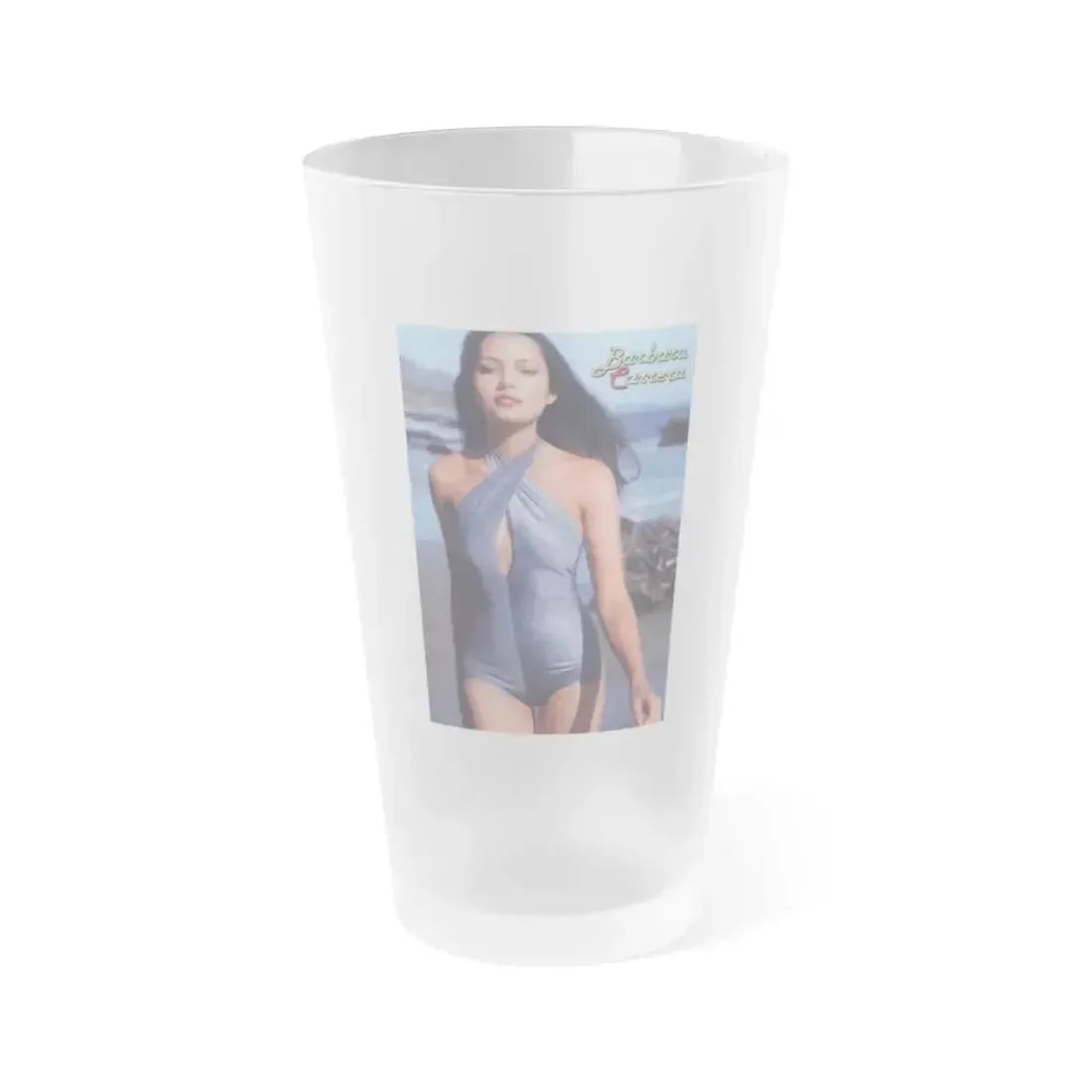 Barbara Carrera #126 (Vintage Female Icon) Frosted Pint Glass 16oz 16oz Frosted - Go Mug Yourself