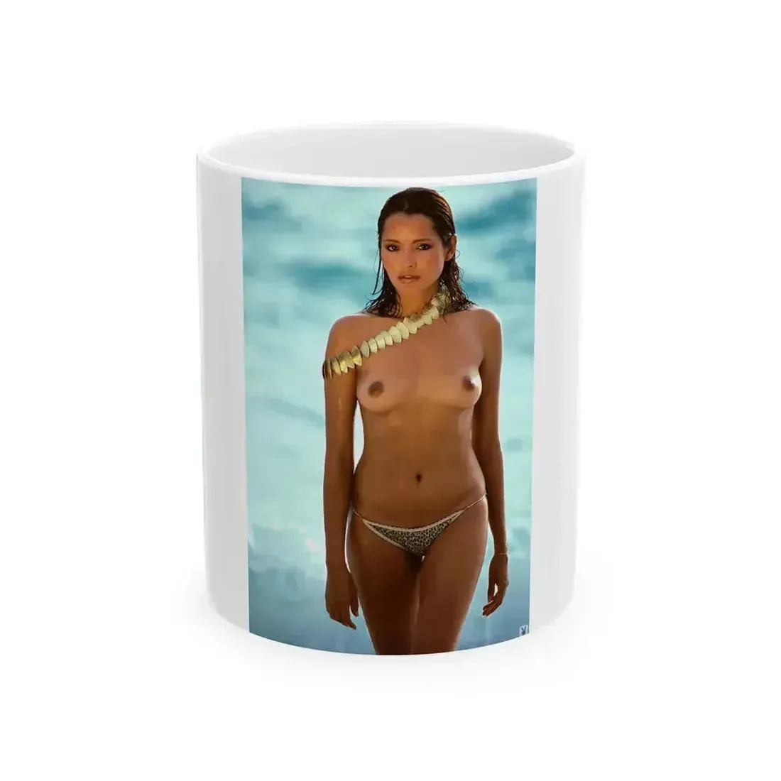 Barbara Carrera #19 - Topless (Vintage Female Icon) White Coffee Mug 11oz - Go Mug Yourself