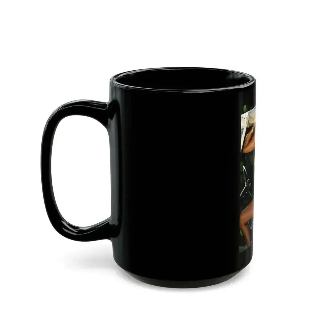 Barbara Carrera #35 - Topless (Vintage Female Icon) Black Coffee Mug - Go Mug Yourself
