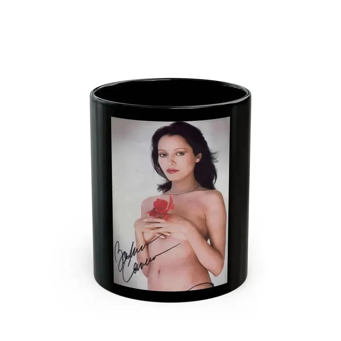 Barbara Carrera #50 (Vintage Female Icon) Black Coffee Mug 11oz - Go Mug Yourself