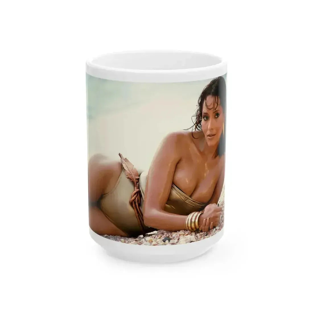 Barbara Carrera #63_1 (Vintage Female Icon) White Coffee Mug 15oz - Go Mug Yourself