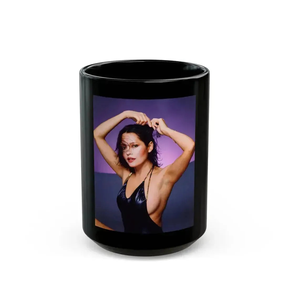 Barbara Carrera #76 (Vintage Female Icon) Black Coffee Mug 15oz - Go Mug Yourself