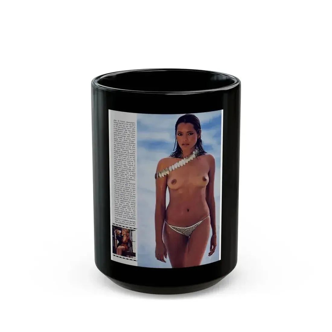 Barbara Carrera #78 - Playboy Mag. March '82 Photo (Vintage Female Icon) Black Coffee Mug 15oz - Go Mug Yourself
