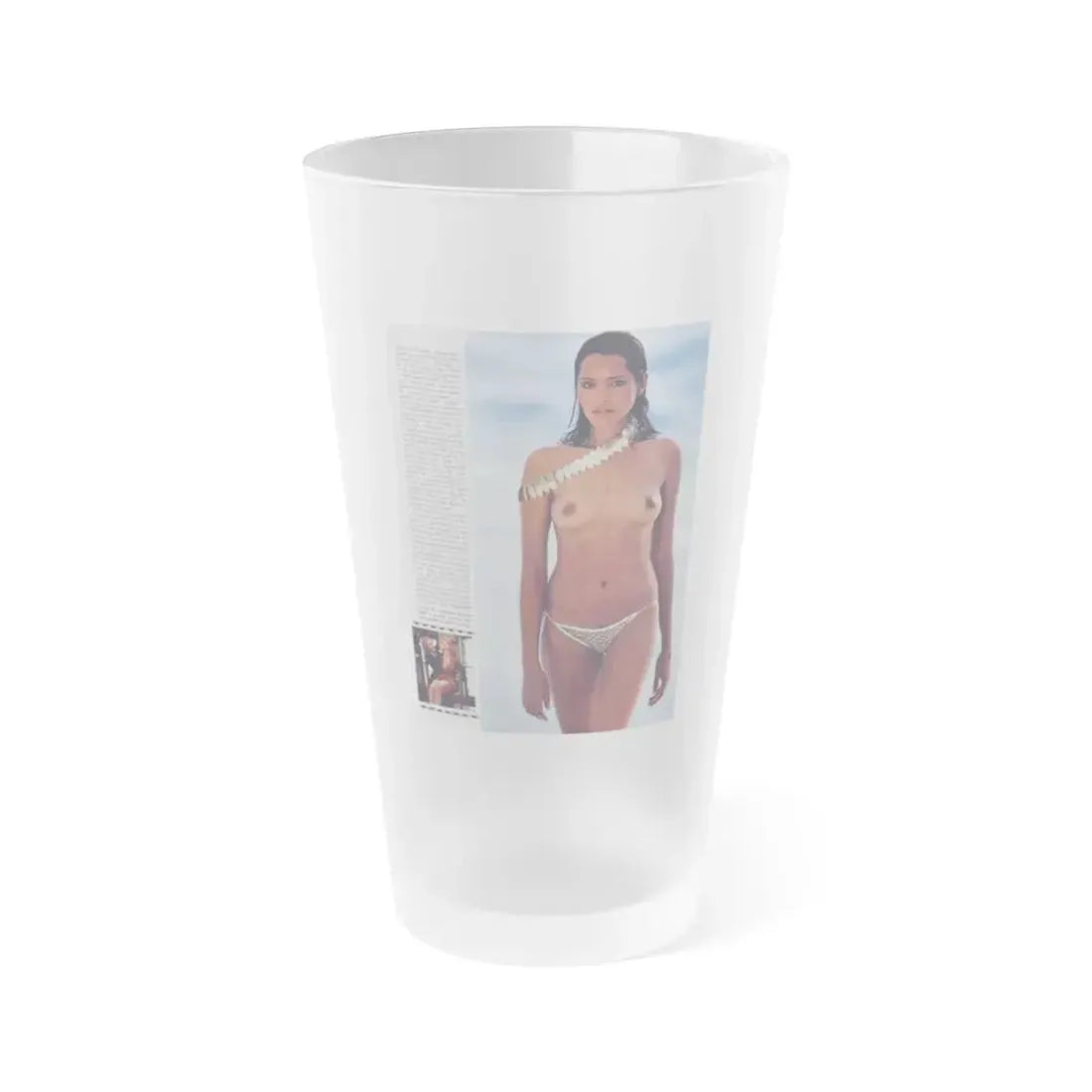 Barbara Carrera #78 - Playboy Mag. March '82 Photo (Vintage Female Icon) Frosted Pint Glass 16oz 16oz Frosted - Go Mug Yourself