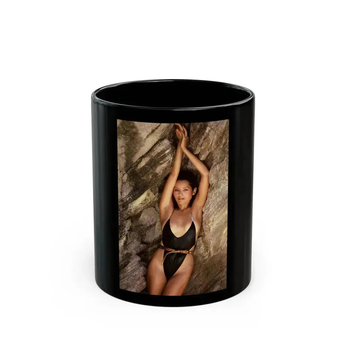 Barbara Carrera #81 (Vintage Female Icon) Black Coffee Mug 11oz - Go Mug Yourself