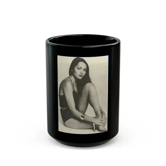 Barbara Carrera #90 (Vintage Female Icon) Black Coffee Mug 15oz - Go Mug Yourself