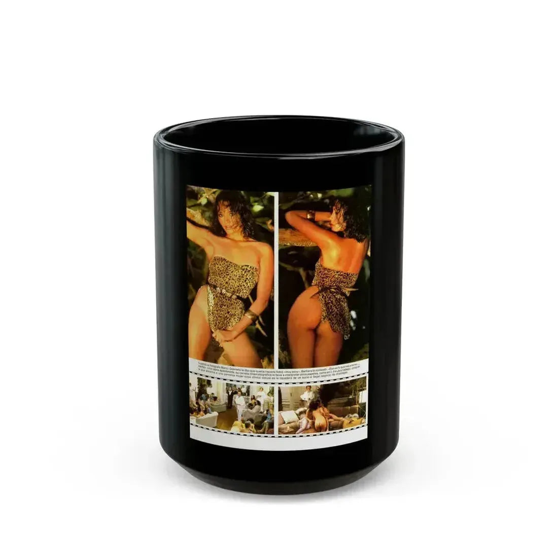Barbara Carrera #93 (Vintage Female Icon) Black Coffee Mug 15oz - Go Mug Yourself