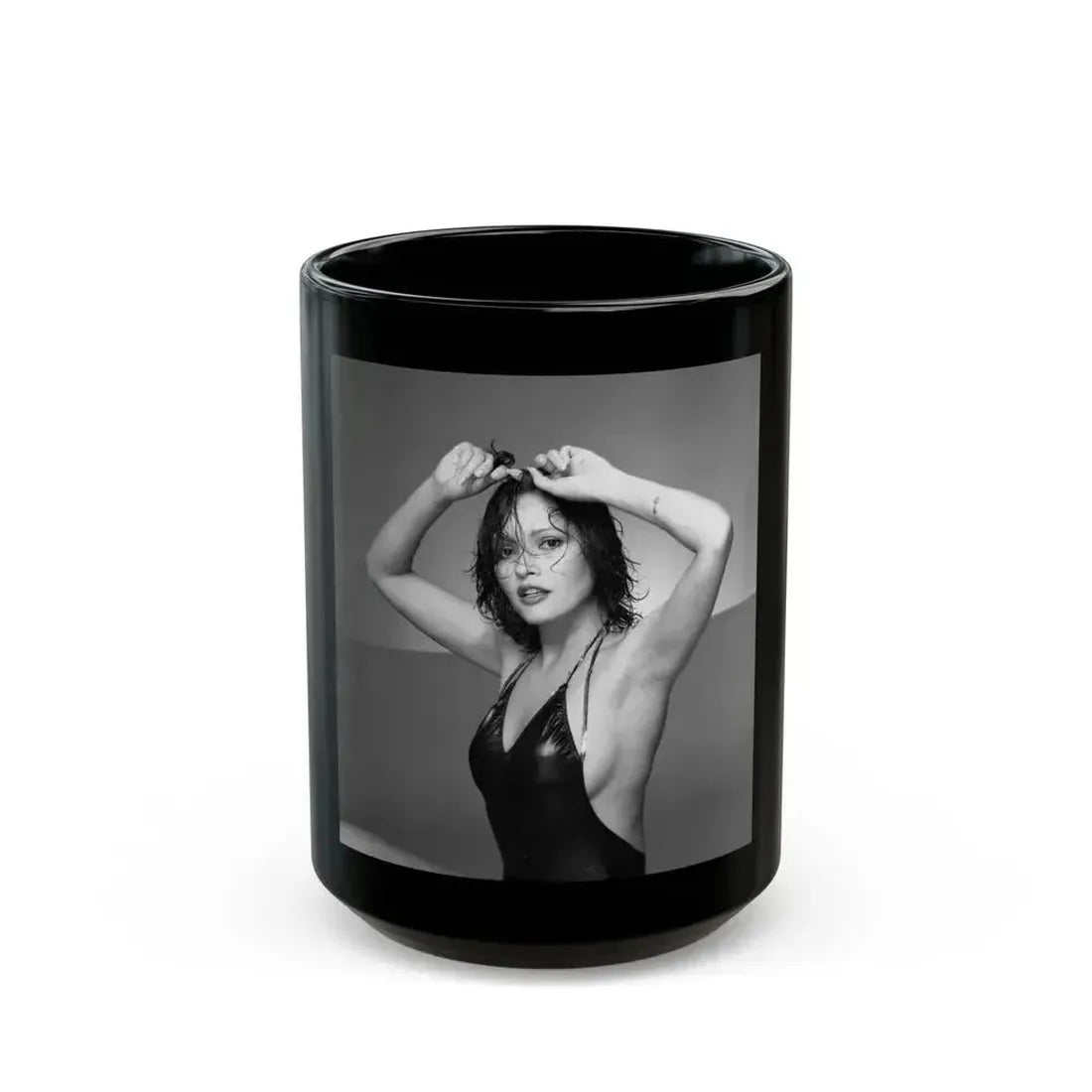 Barbara Carrera #94 (Vintage Female Icon) Black Coffee Mug 15oz - Go Mug Yourself