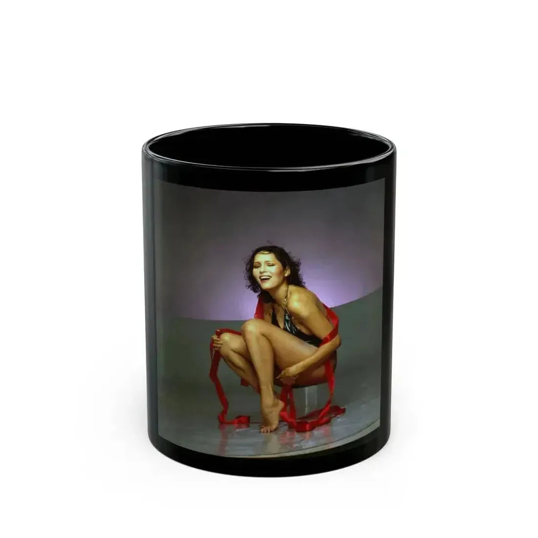 Barbara Carrera #95 (Vintage Female Icon) Black Coffee Mug 11oz - Go Mug Yourself