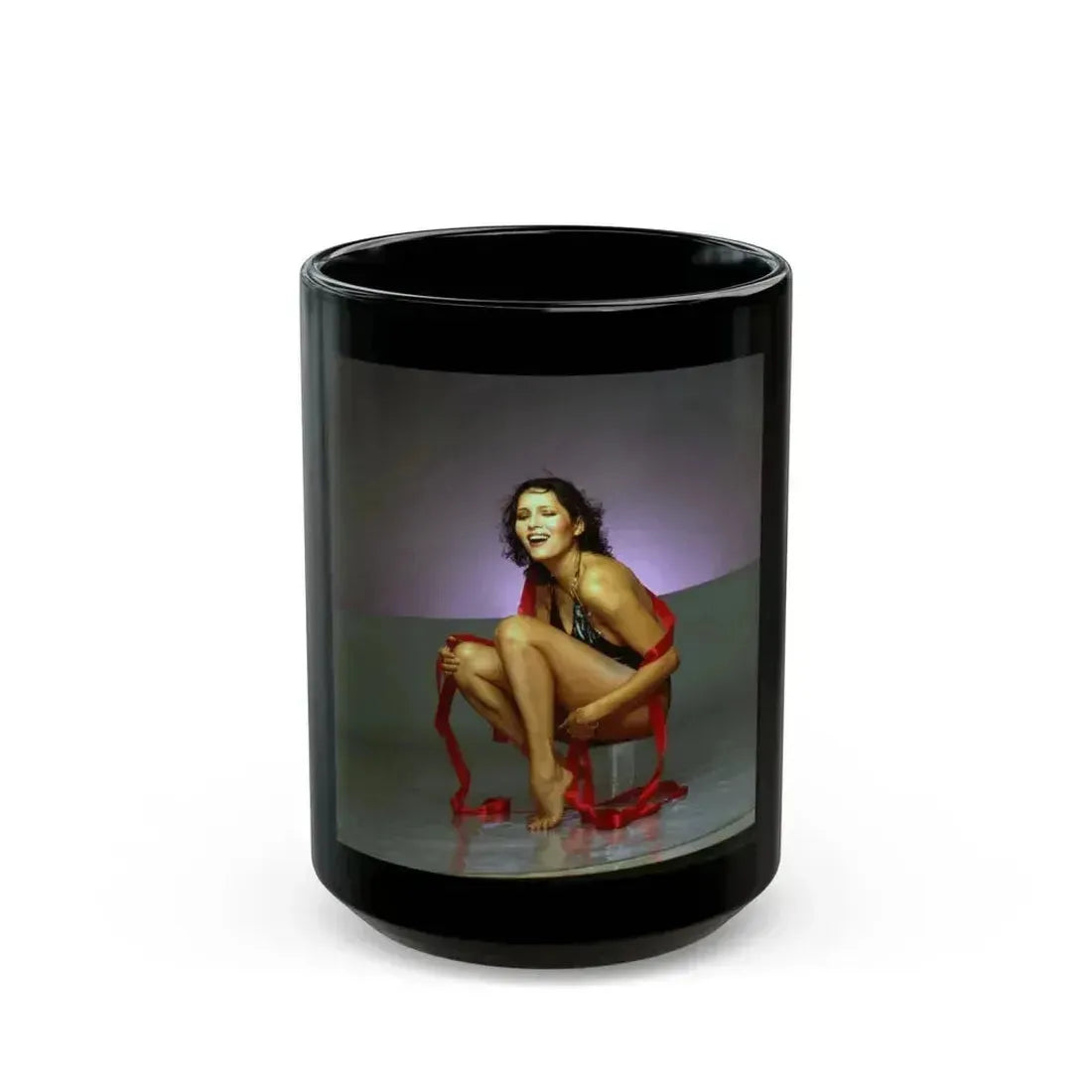 Barbara Carrera #95 (Vintage Female Icon) Black Coffee Mug 15oz - Go Mug Yourself