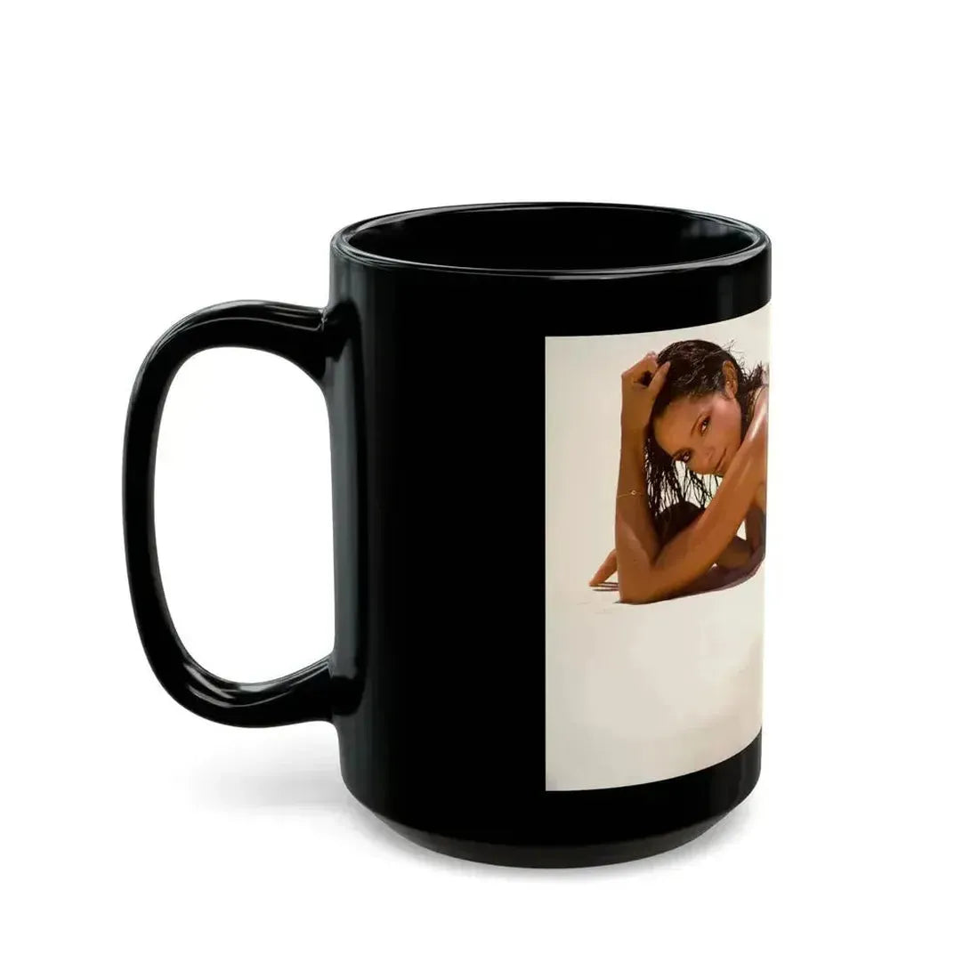 Barbara Carrera #97 (Vintage Female Icon) Black Coffee Mug - Go Mug Yourself