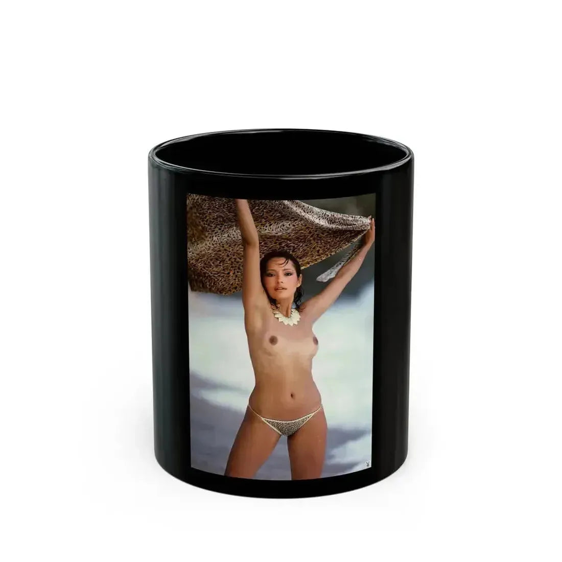 Barbara Carrera #98 - Topless (Vintage Female Icon) Black Coffee Mug 11oz - Go Mug Yourself