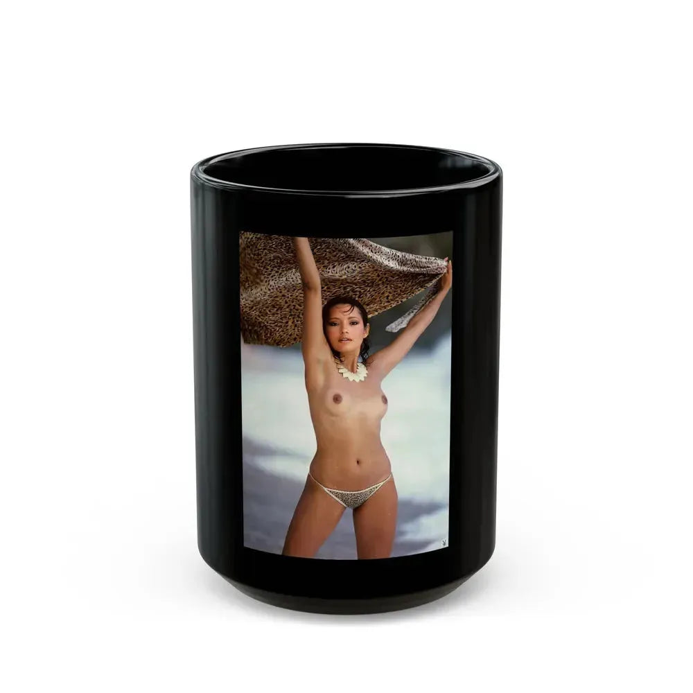 Barbara Carrera #98 - Topless (Vintage Female Icon) Black Coffee Mug 15oz - Go Mug Yourself