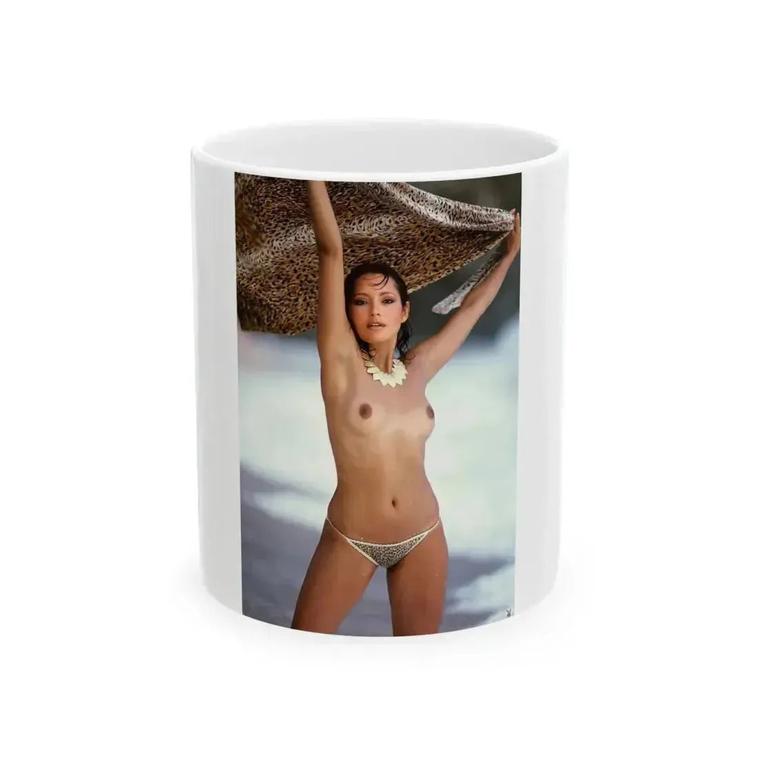 Barbara Carrera #98 - Topless (Vintage Female Icon) White Coffee Mug 11oz - Go Mug Yourself