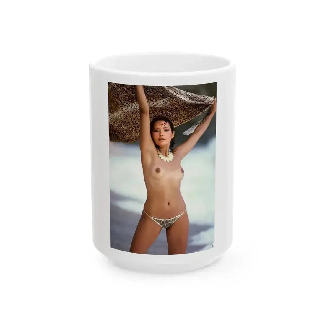 Barbara Carrera #98 - Topless (Vintage Female Icon) White Coffee Mug 15oz - Go Mug Yourself