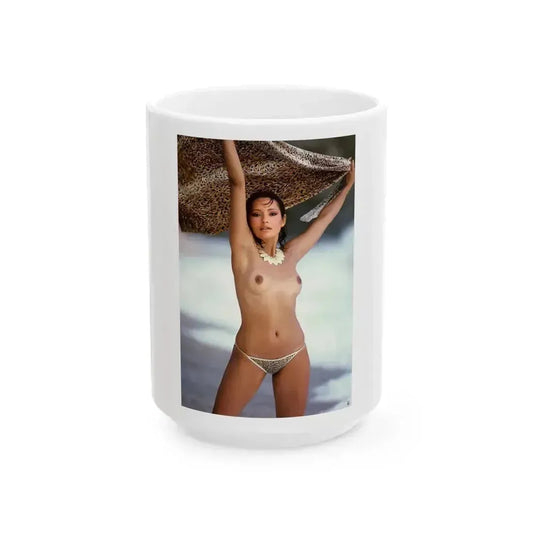 Barbara Carrera #98 - Topless (Vintage Female Icon) White Coffee Mug 15oz - Go Mug Yourself