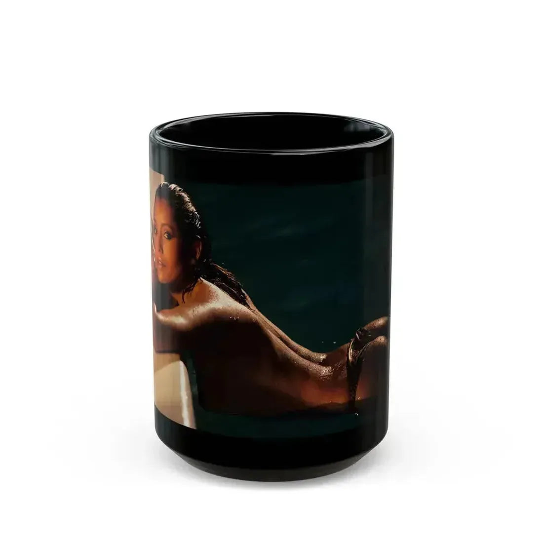 Barbara Carrera #99 (Vintage Female Icon) Black Coffee Mug 15oz - Go Mug Yourself