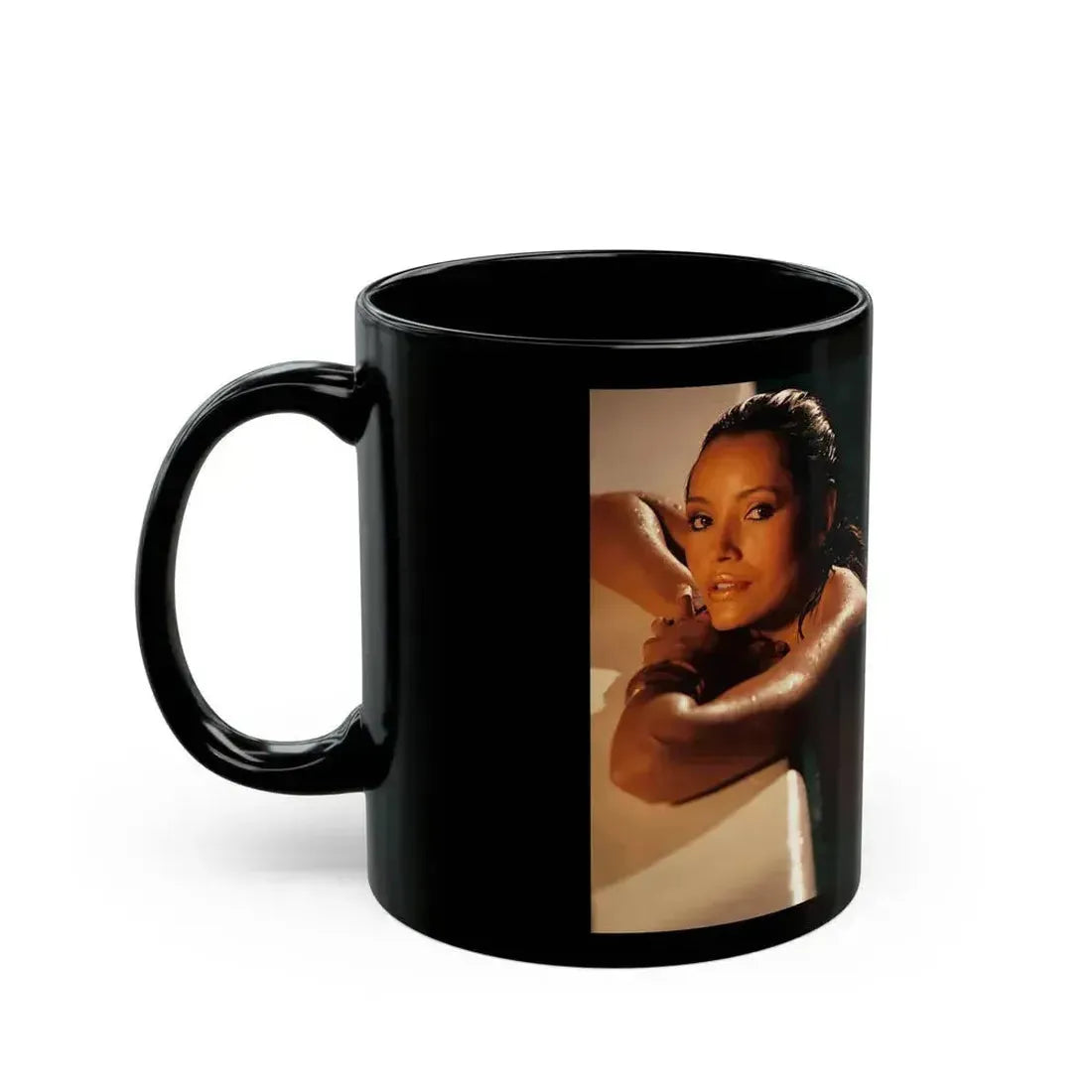 Barbara Carrera #99 (Vintage Female Icon) Black Coffee Mug - Go Mug Yourself