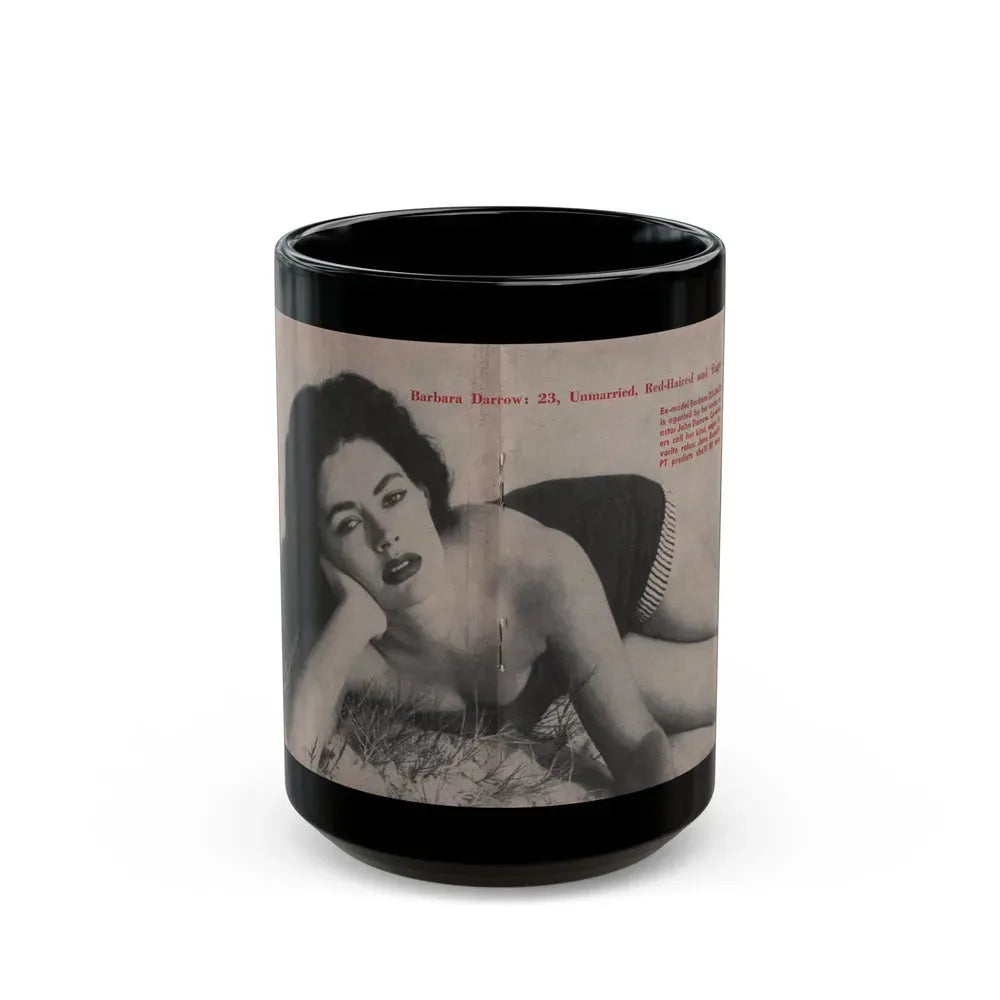 Barbara Darrow #25 - 1 B&W Centerfold Photo from People Pocket Mag. 4-21-54 (Vintage Female Icon) Black Coffee Mug 15oz - Go Mug Yourself